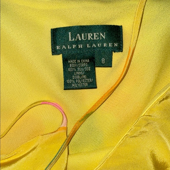 Vintage Lauren Ralph Lauren Floral Yellow Slip Dress 100% Silk Size 8 - Picture 3 of 11
